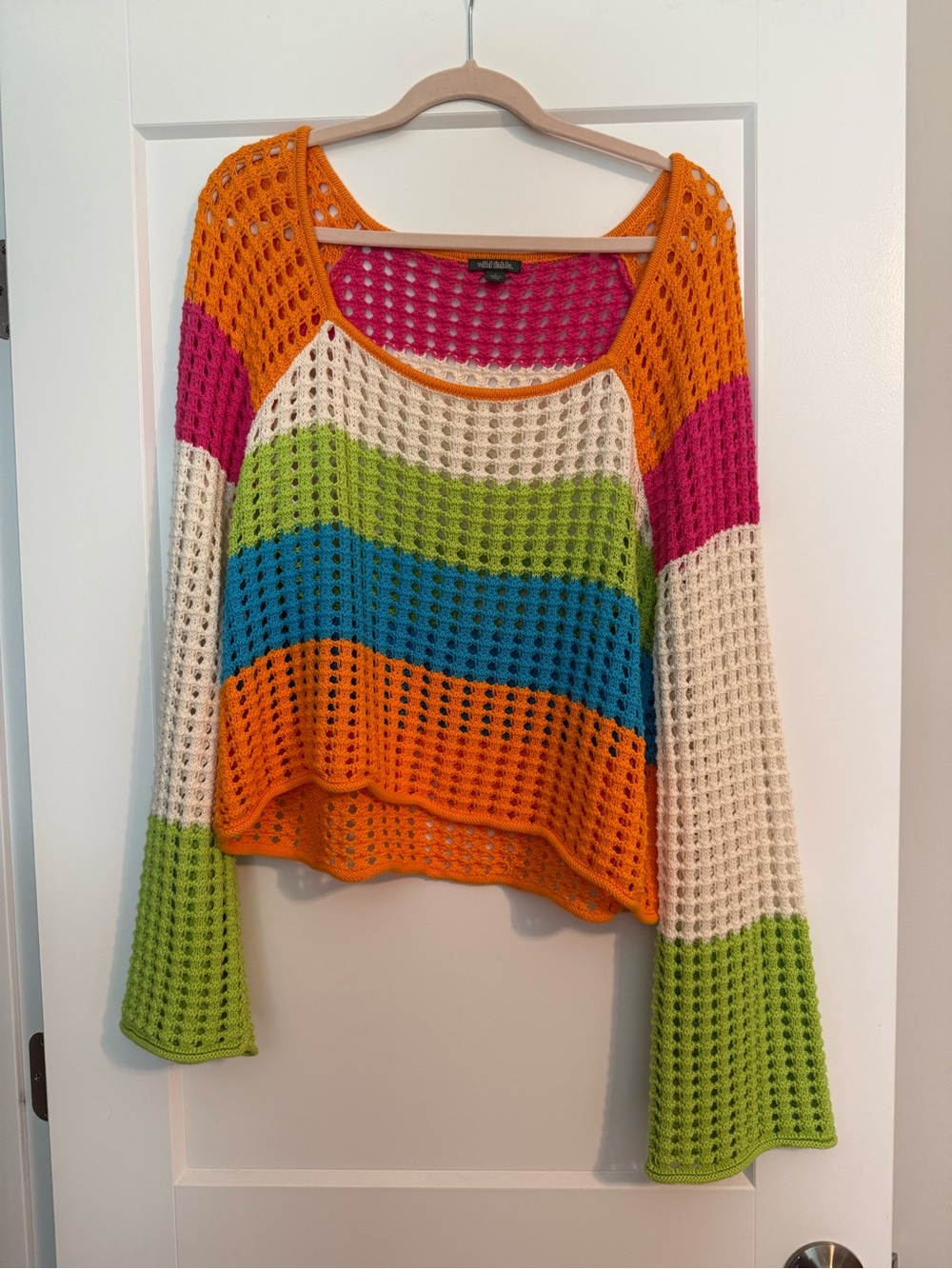 wild fable Pink Crochet Top with Orange Trim